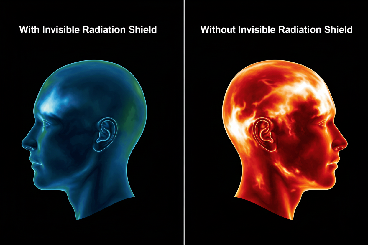 With vs Without Invisible Radiation Shield